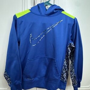 Nike Blue Hoodie with Green and Camo Accents